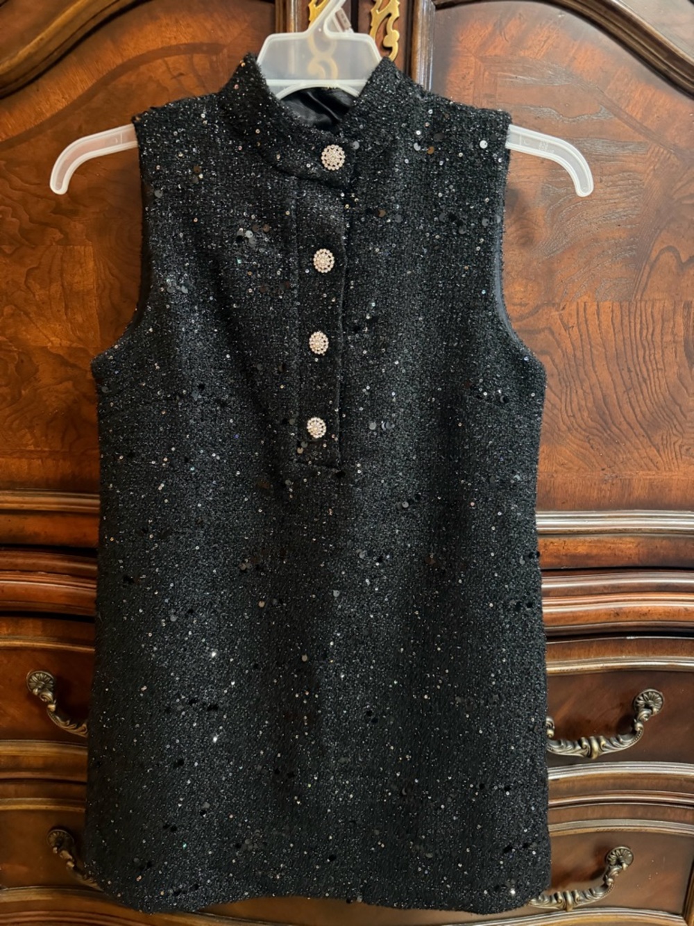Zara Black Sparkle Tweed Sleeveless Dress